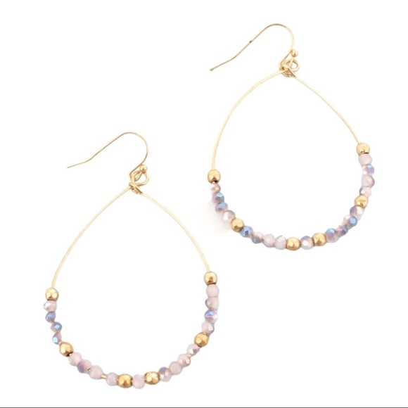 Jewelry - FEMININE AMETHYST GLASS BEADED TEARDROP EARRINGS
